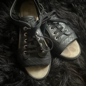 CHANEL Black Quilted Sandals
